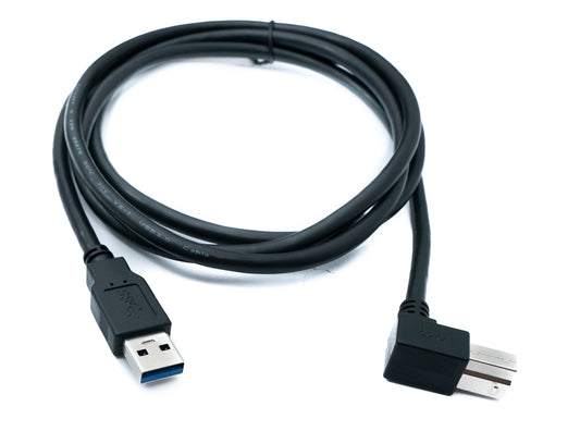 SYSTEM-S USB 3.0 Kabel 150 cm Typ B Stecker zu A Stecker Winkel Right Angled 5 Gbit/s 100W in Schwarz
