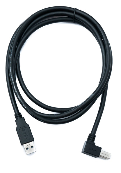 SYSTEM-S USB 3.0 Kabel 150 cm Typ B Stecker zu A Stecker Winkel Right Angled 5 Gbit/s 100W in Schwarz