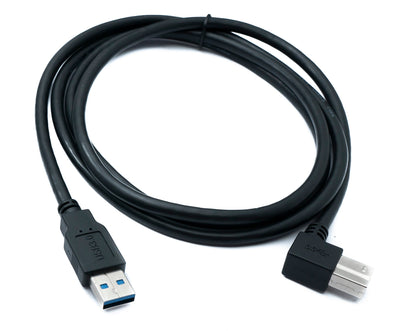 SYSTEM-S USB 3.0 Kabel 150 cm Typ B Stecker zu A Stecker Winkel Up Angled 5 Gbit/s 100W in Schwarz