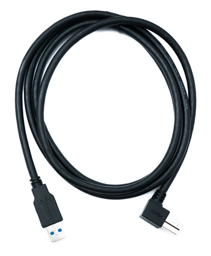 SYSTEM-S USB 3.0 Kabel 150 cm Typ B Stecker zu A Stecker Winkel Up Angled 5 Gbit/s 100W in Schwarz