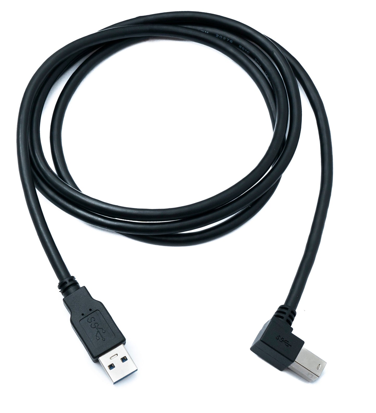 SYSTEM-S USB 3.0 Kabel 150 cm Typ B Stecker zu A Stecker Winkel Left Angled 5 Gbit/s 100W in Schwarz