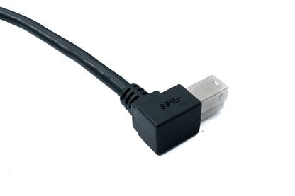 SYSTEM-S USB 3.0 Kabel 150 cm Typ B Stecker zu A Stecker Winkel Left Angled 5 Gbit/s 100W in Schwarz