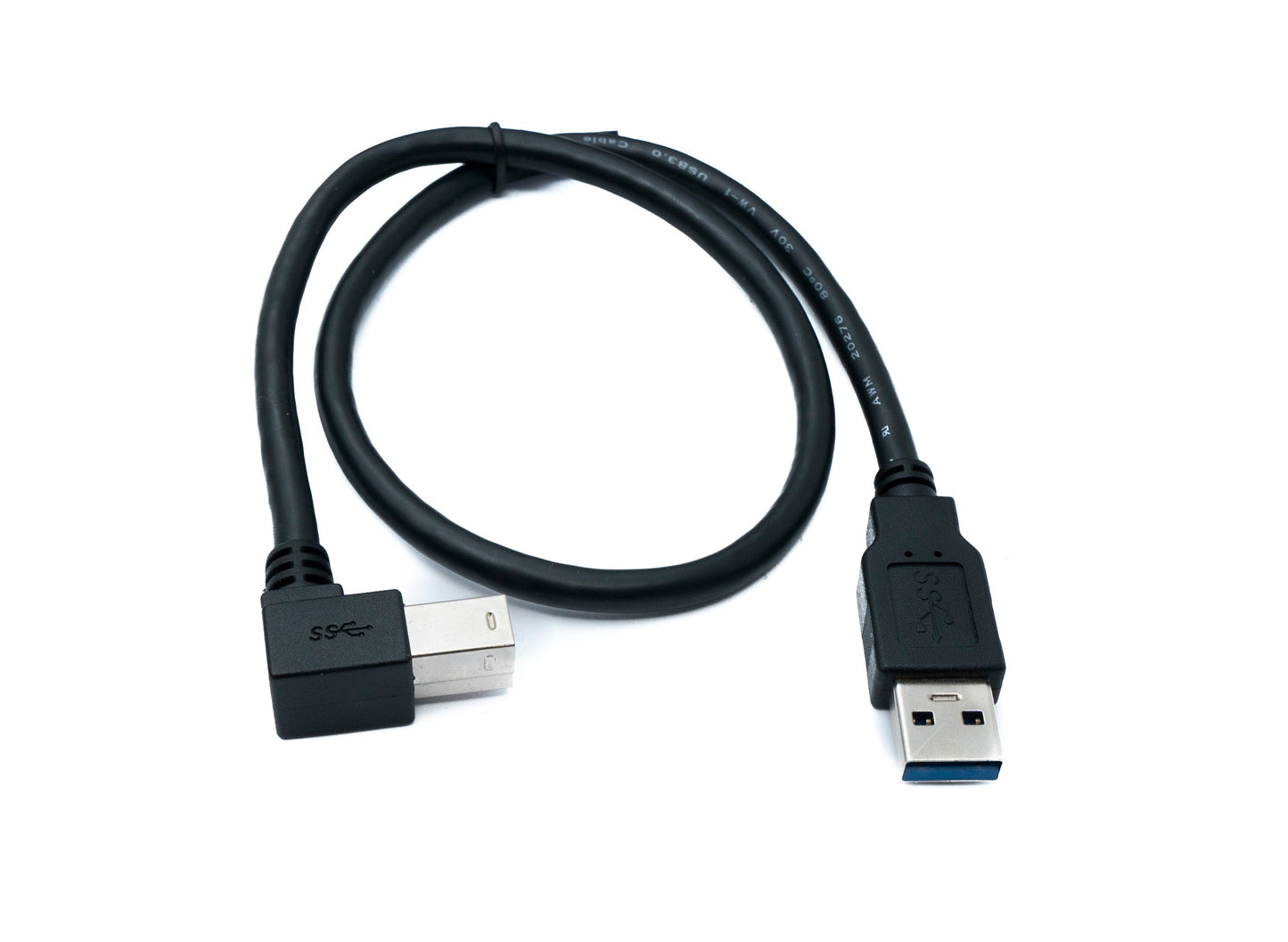 SYSTEM-S USB 3.0 cable 50 cm type B male to A male angled left angled 5 Gbit/s 100W in black