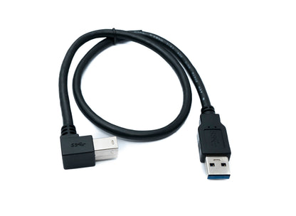 SYSTEM-S USB 3.0 cable 50 cm type B male to A male angled left angled 5 Gbit/s 100W in black