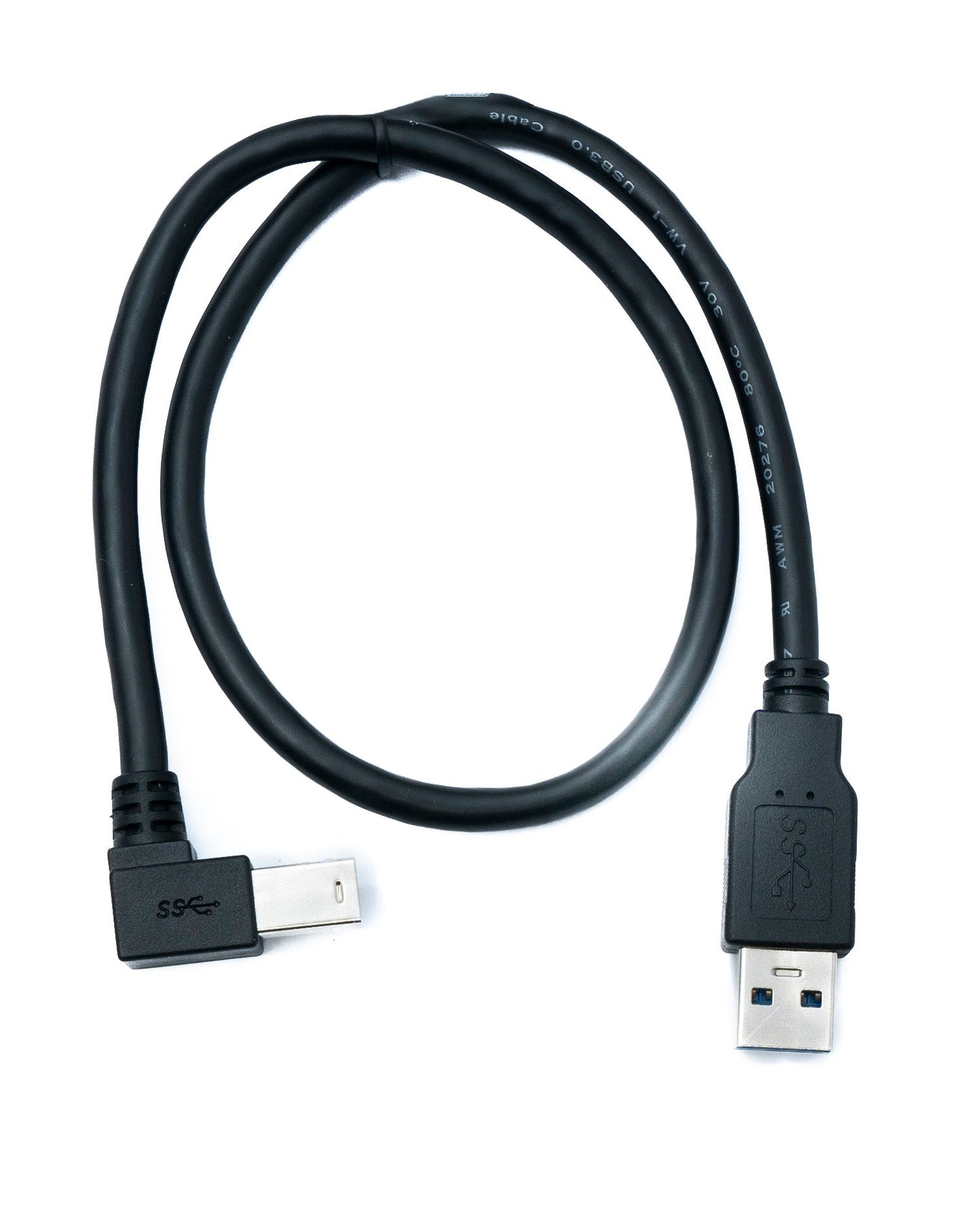 SYSTEM-S USB 3.0 cable 50 cm type B male to A male angled left angled 5 Gbit/s 100W in black