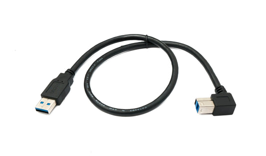SYSTEM-S USB 3.0 Kabel 50 cm Typ B Stecker zu A Stecker Winkel Down Angled 5 Gbit/s 100W in Schwarz