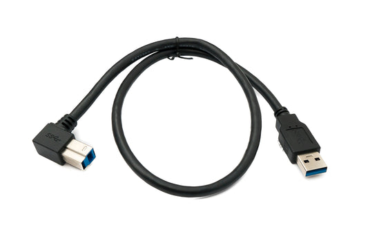 SYSTEM-S USB 3.0 Kabel 50 cm Typ B Stecker zu A Stecker Winkel Up Angled 5 Gbit/s 100W in Schwarz