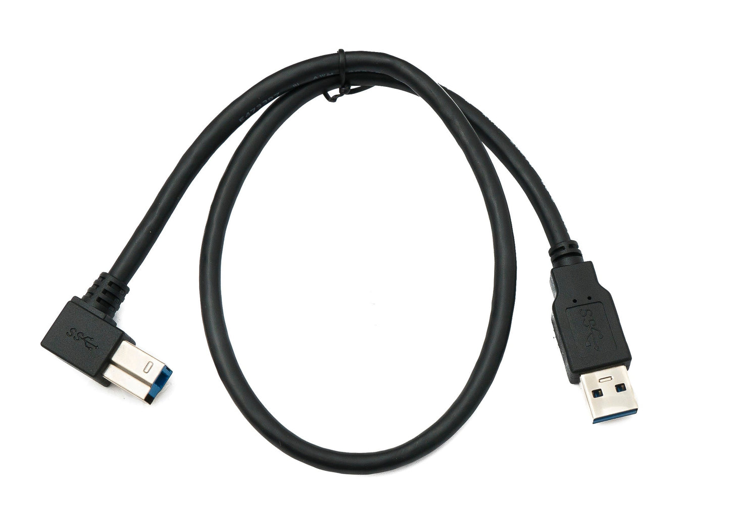 SYSTEM-S USB 3.0 Kabel 50 cm Typ B Stecker zu A Stecker Winkel Up Angled 5 Gbit/s 100W in Schwarz