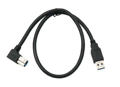 SYSTEM-S USB 3.0 Kabel 50 cm Typ B Stecker zu A Stecker Winkel Up Angled 5 Gbit/s 100W in Schwarz