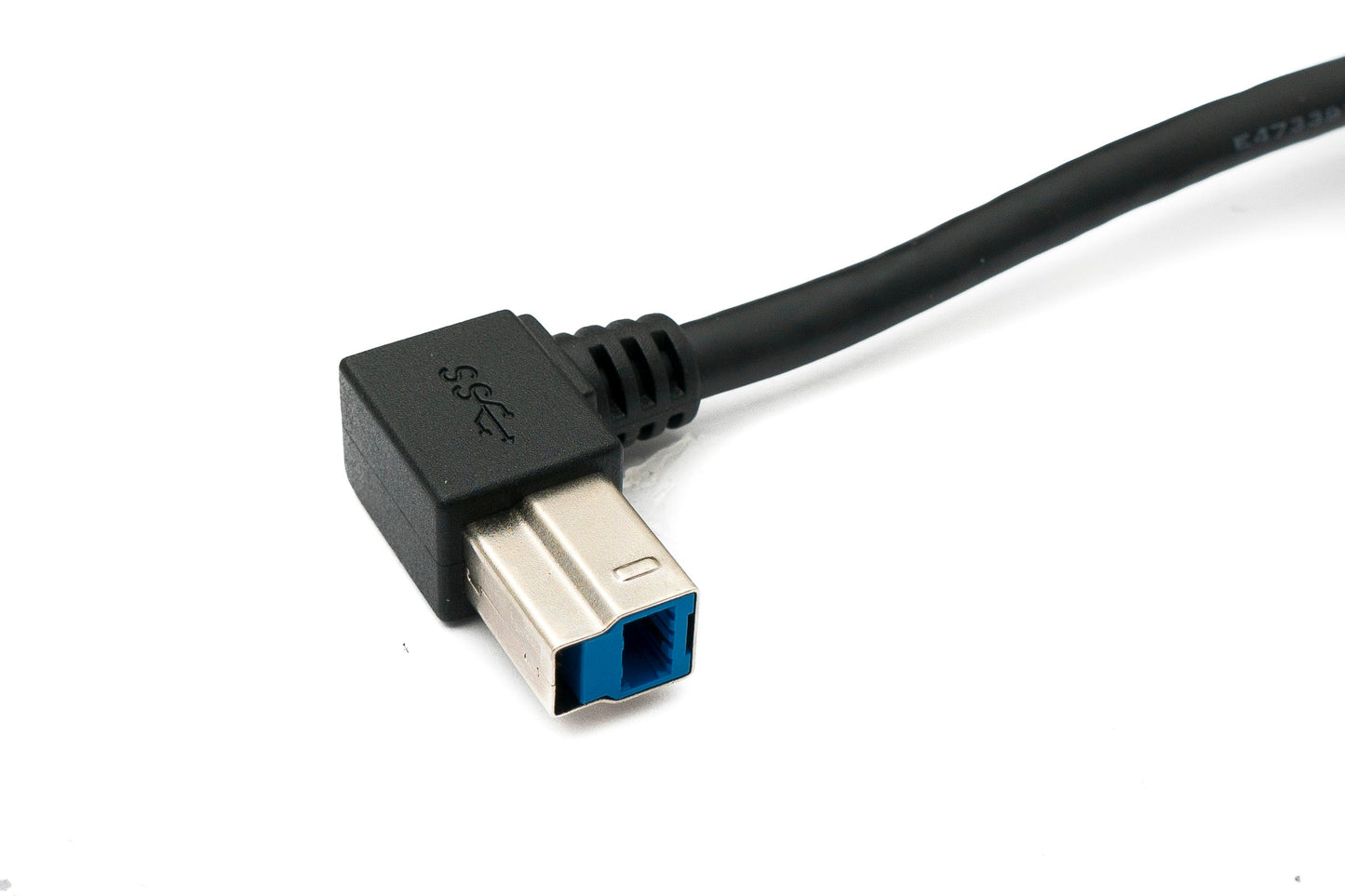 SYSTEM-S USB 3.0 Kabel 50 cm Typ B Stecker zu A Stecker Winkel Up Angled 5 Gbit/s 100W in Schwarz