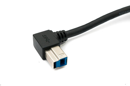 SYSTEM-S USB 3.0 Kabel 50 cm Typ B Stecker zu A Stecker Winkel Up Angled 5 Gbit/s 100W in Schwarz