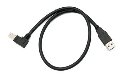 SYSTEM-S USB 3.0 Kabel 50 cm Typ B Stecker zu A Stecker Winkel Right Angled 5 Gbit/s 100W in Schwarz