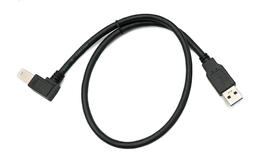 SYSTEM-S USB 3.0 Kabel 50 cm Typ B Stecker zu A Stecker Winkel Right Angled 5 Gbit/s 100W in Schwarz