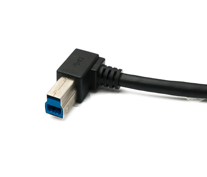 SYSTEM-S USB 3.0 Kabel 50 cm Typ B Stecker zu A Stecker Winkel Right Angled 5 Gbit/s 100W in Schwarz