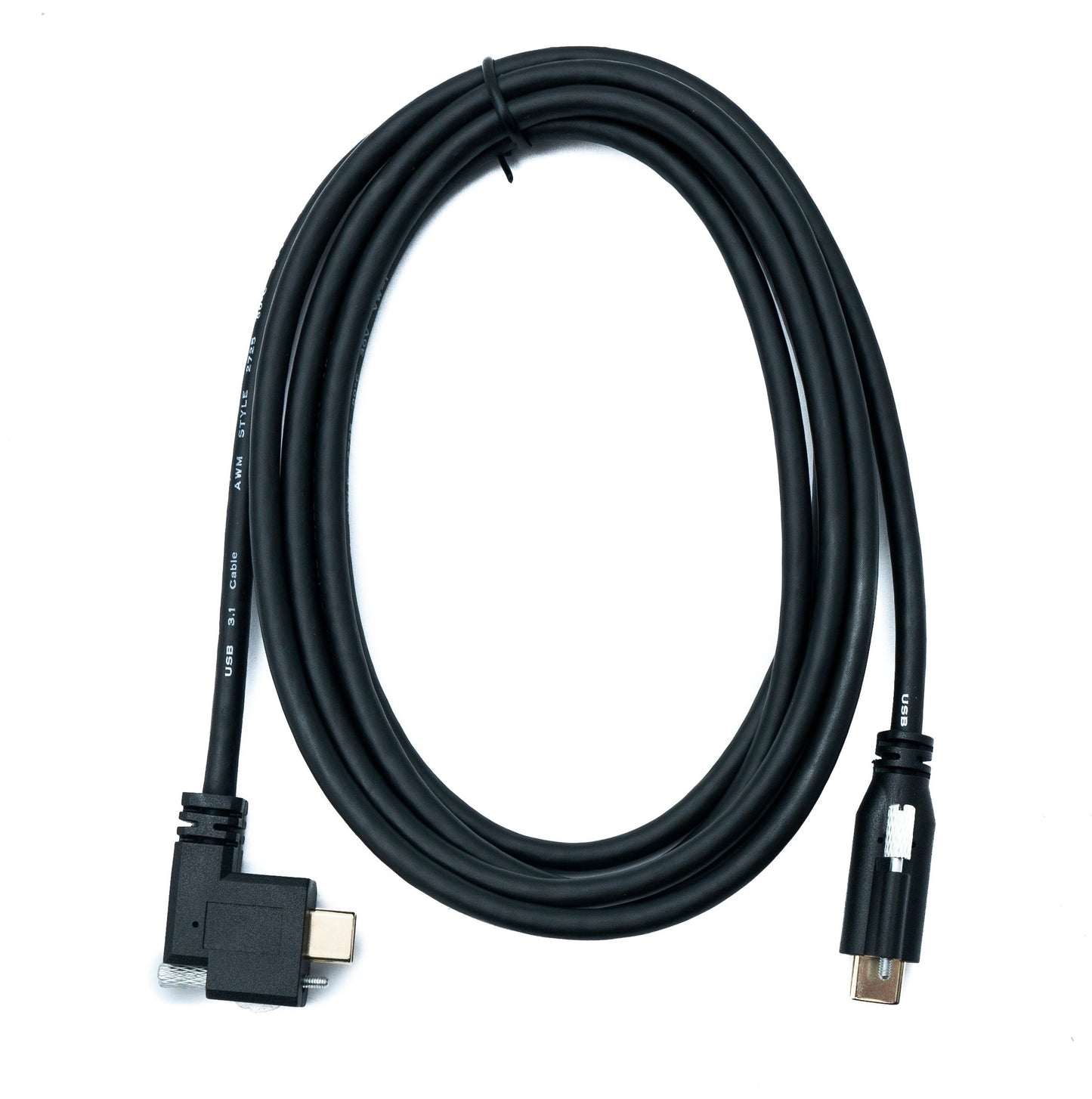 SYSTEM-S USB 3.1 Gen 2 Kabel 200 cm Typ C Stecker zu Stecker Single Screw Winkel Left Right 10 Gbit/s 100W