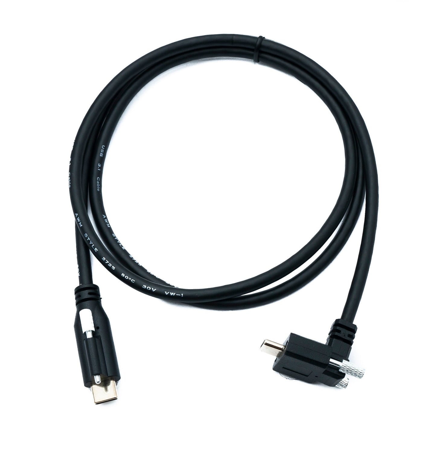 SYSTEM-S USB 3.1 Gen 2 Kabel 100 cm Typ C Stecker zu Stecker Single Double Screw Winkel Up Down 10 Gbit/s 100W