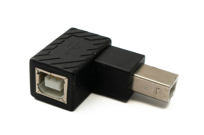 SYSTEM-S USB 2.0 Adapter Typ B Stecker zu Buchse links gewinkelt Winkel Kabel in Schwarz