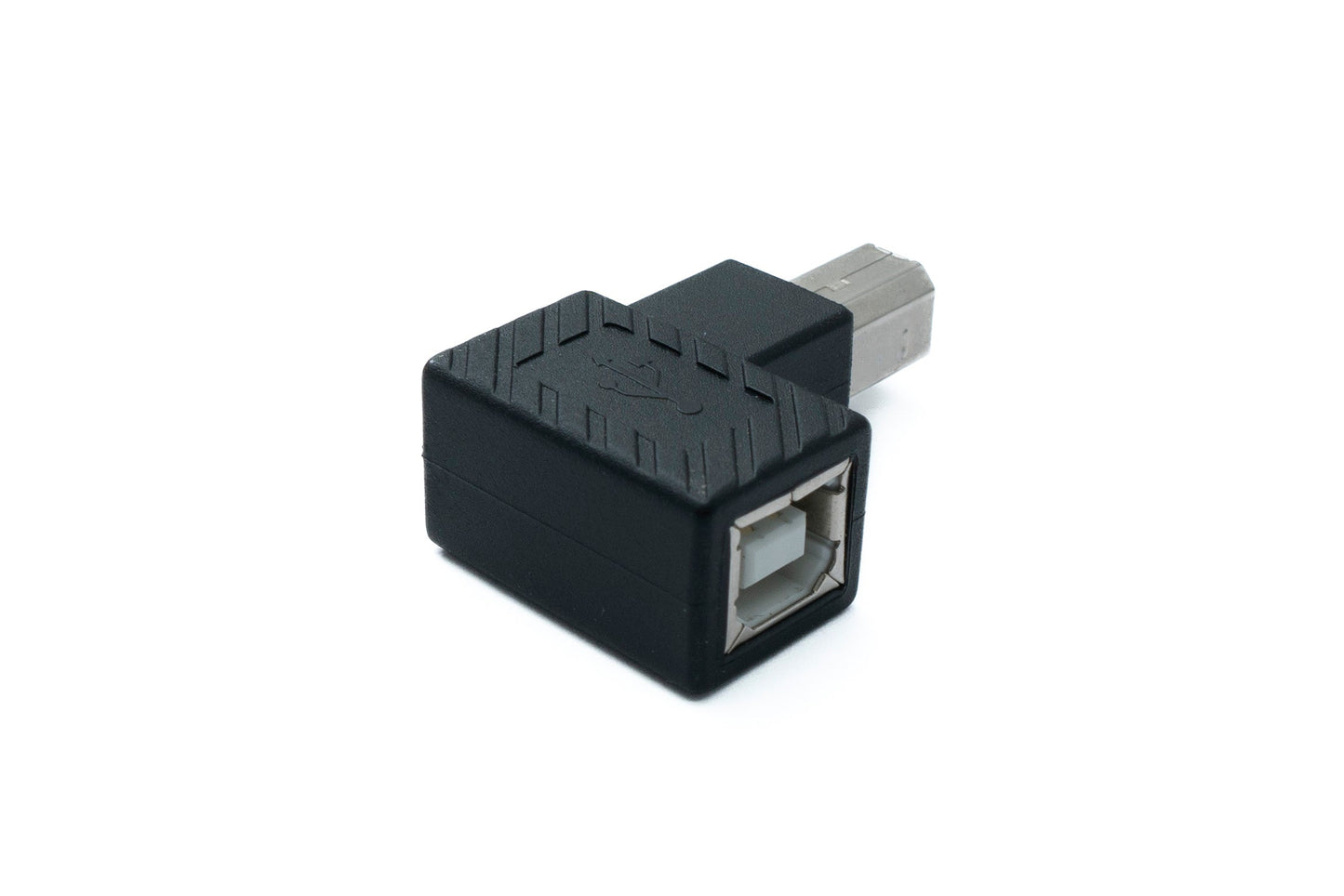 SYSTEM-S USB 2.0 Adapter Typ B Stecker zu Buchse rechts gewinkelt Winkel Kabel in Schwarz