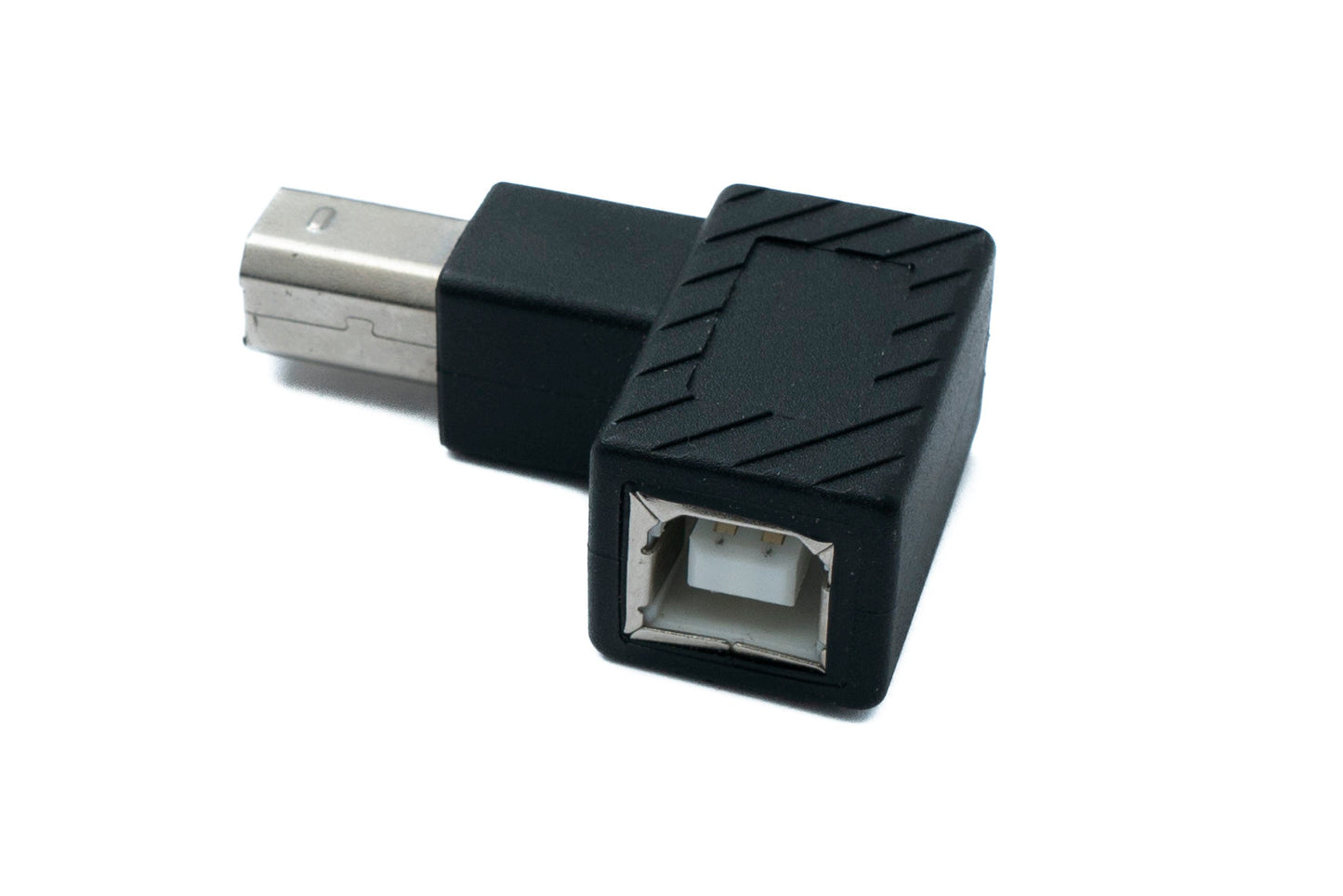 SYSTEM-S USB 2.0 Adapter Typ B Stecker zu Buchse aufwärts gewinkelt Winkel Kabel in Schwarz