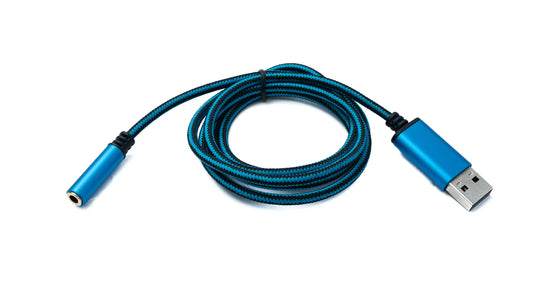 SYSTEM-S Audio USB Kabel 100 cm 3,5mm Klinke Buchse zu 2.0 Typ A Stecker AUX geflochten Blau