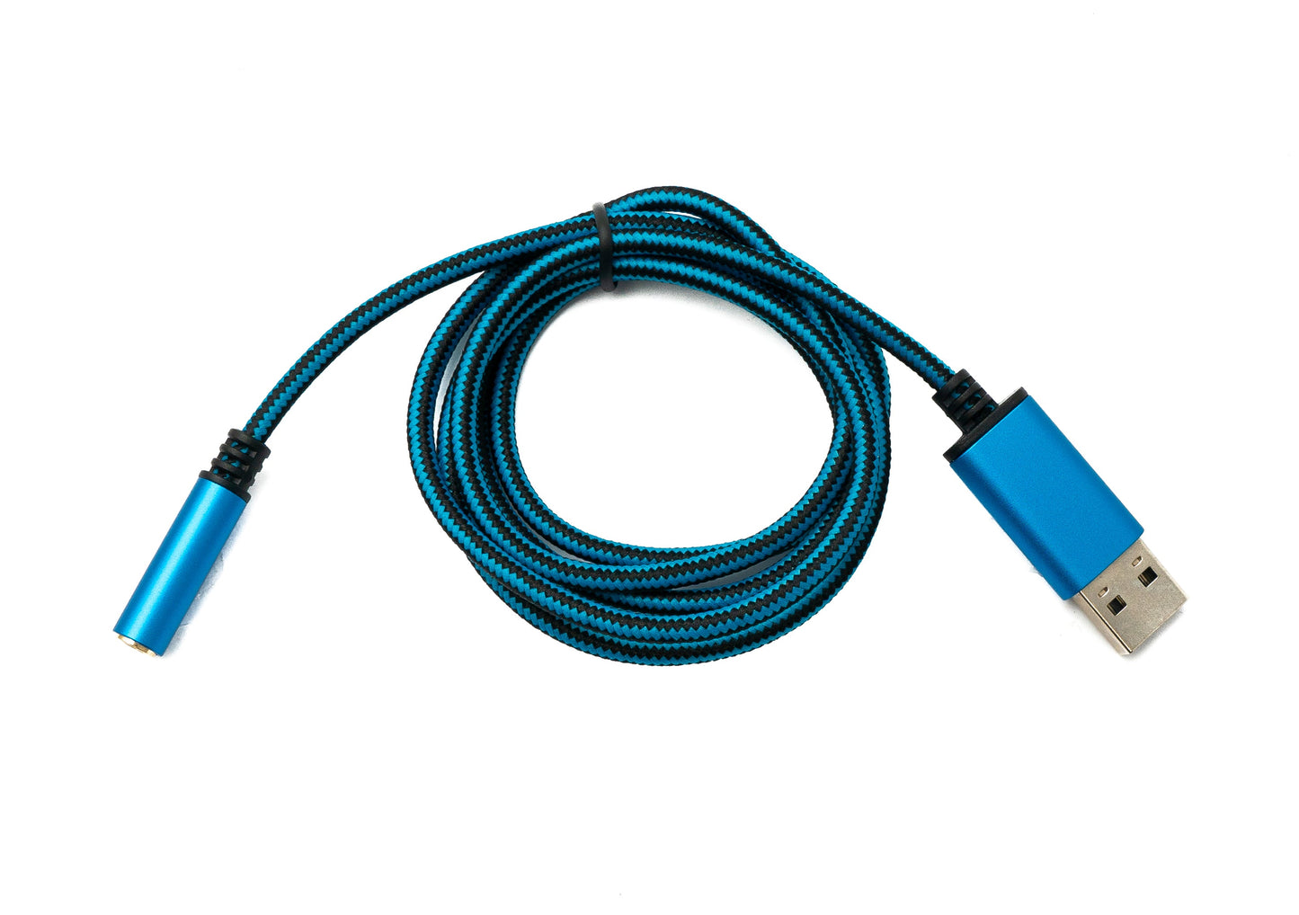 SYSTEM-S Audio USB Kabel 100 cm 3,5mm Klinke Buchse zu 2.0 Typ A Stecker AUX geflochten Blau
