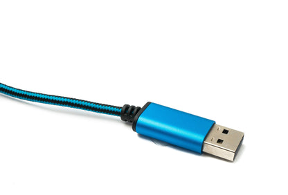 SYSTEM-S Audio USB Kabel 100 cm 3,5mm Klinke Buchse zu 2.0 Typ A Stecker AUX geflochten Blau