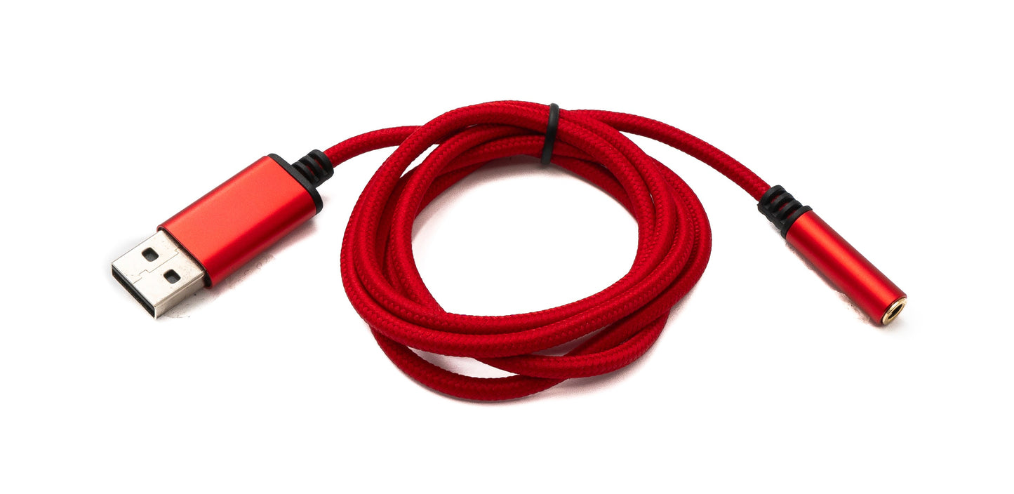 SYSTEM-S Audio USB Kabel 100 cm 3,5mm Klinke Buchse zu 2.0 Typ A Stecker AUX geflochten Rot