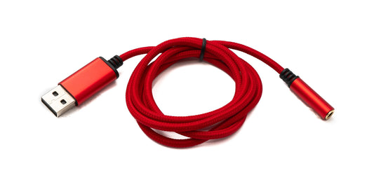 SYSTEM-S Audio USB Kabel 100 cm 3,5mm Klinke Buchse zu 2.0 Typ A Stecker AUX geflochten Rot