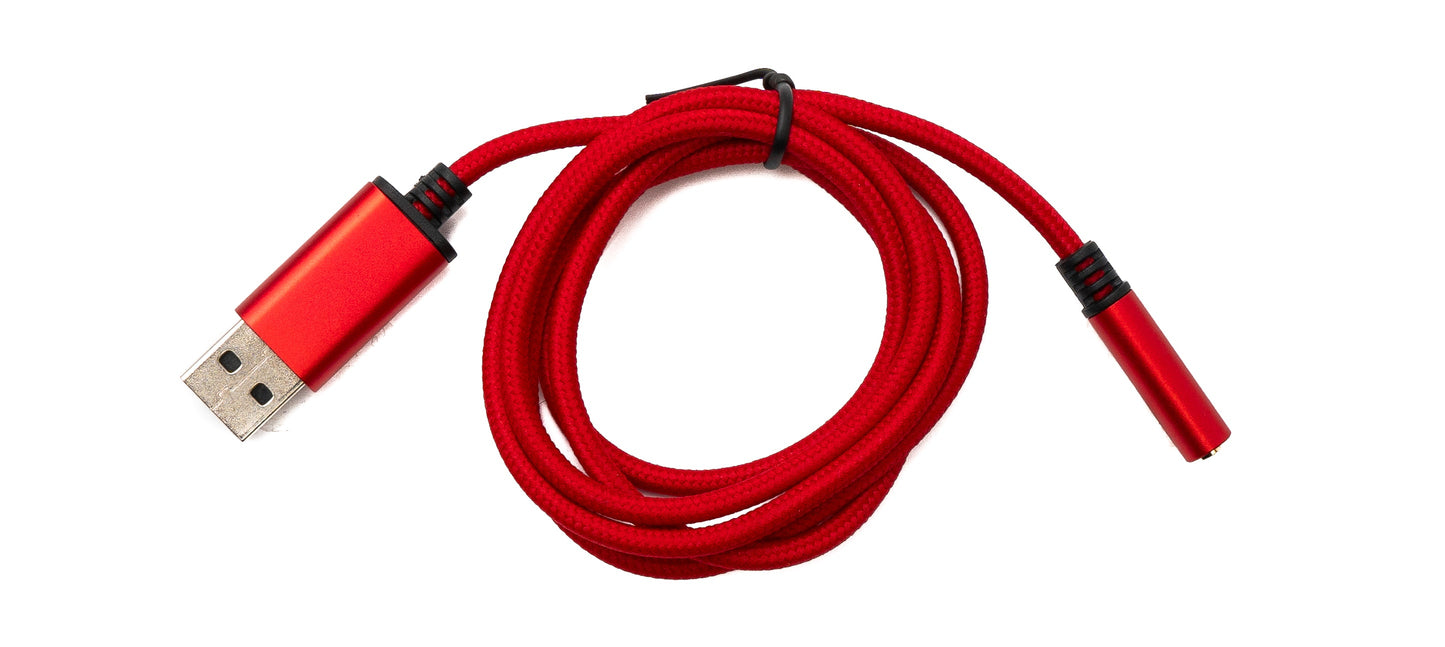 SYSTEM-S Audio USB Kabel 100 cm 3,5mm Klinke Buchse zu 2.0 Typ A Stecker AUX geflochten Rot