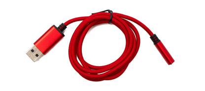 SYSTEM-S Audio USB Kabel 100 cm 3,5mm Klinke Buchse zu 2.0 Typ A Stecker AUX geflochten Rot