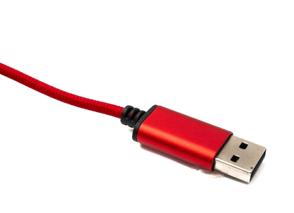 SYSTEM-S Audio USB Kabel 100 cm 3,5mm Klinke Buchse zu 2.0 Typ A Stecker AUX geflochten Rot