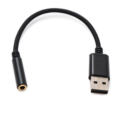 SYSTEM-S Audio USB Kabel 20 cm 3,5mm Klinke Buchse zu 2.0 Typ A Stecker AUX geflochten Schwarz
