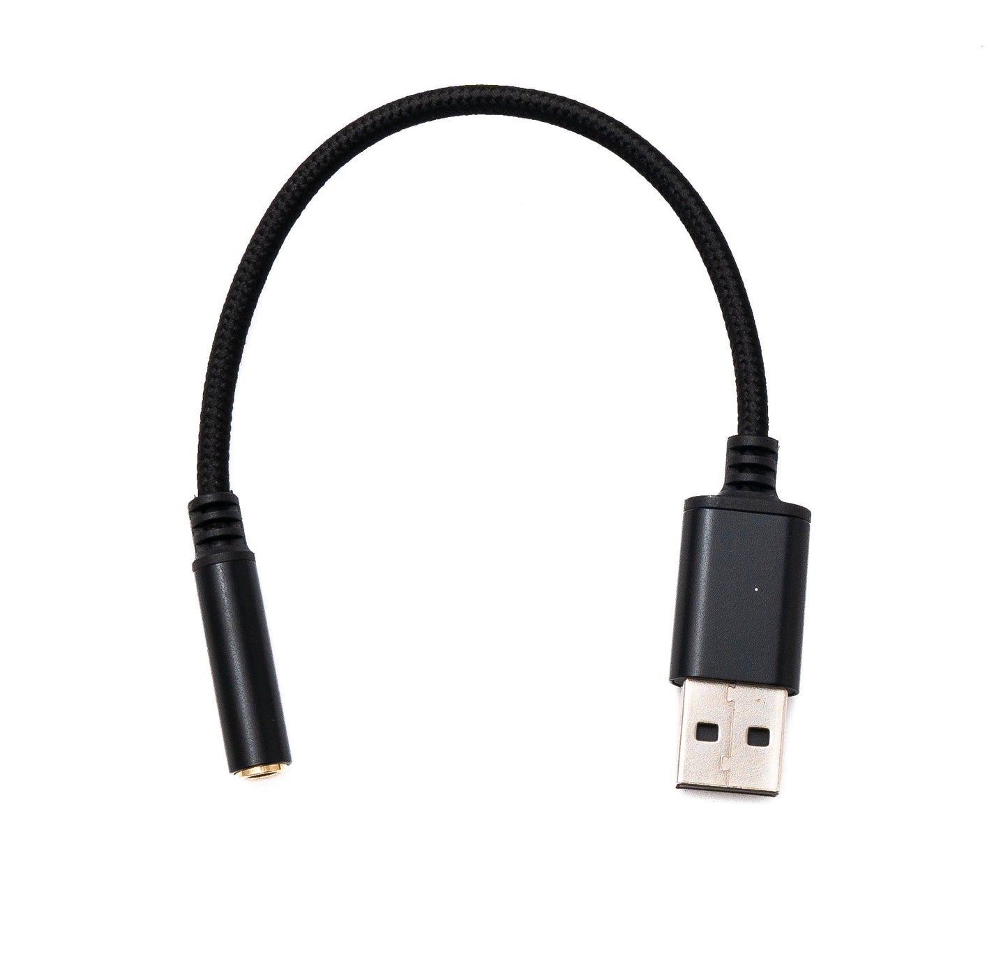 SYSTEM-S Audio USB Kabel 20 cm 3,5mm Klinke Buchse zu 2.0 Typ A Stecker AUX geflochten Schwarz