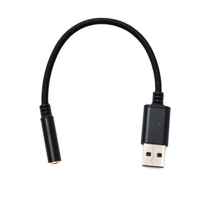 SYSTEM-S Audio USB Kabel 20 cm 3,5mm Klinke Buchse zu 2.0 Typ A Stecker AUX geflochten Schwarz