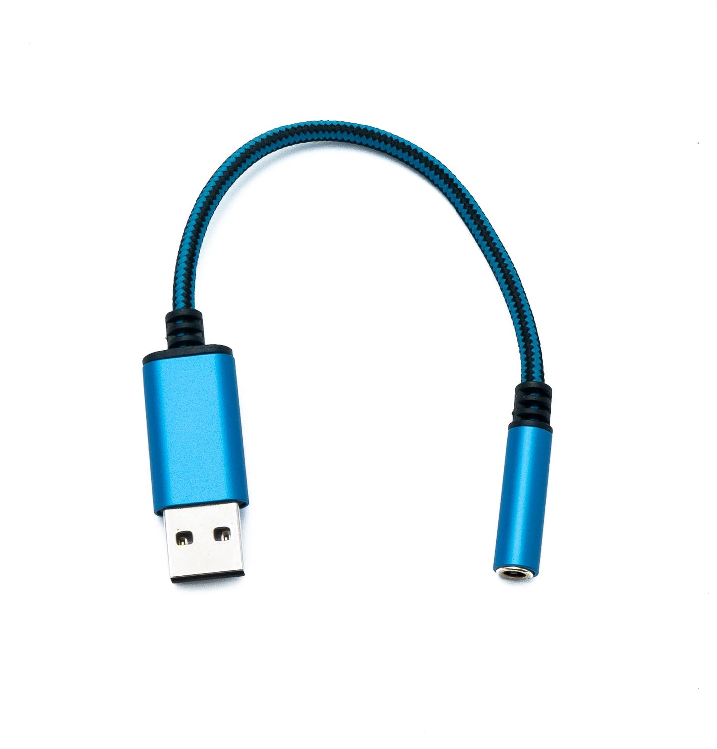 SYSTEM-S Audio USB Cable 20 cm 3.5 mm jack socket to 2.0 Type A plug AUX braided blue