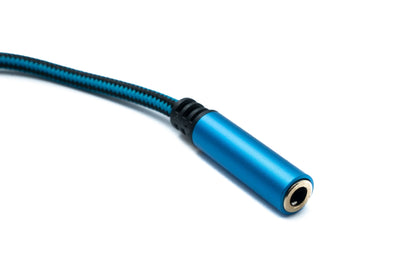 SYSTEM-S Audio USB Cable 20 cm 3.5 mm jack socket to 2.0 Type A plug AUX braided blue