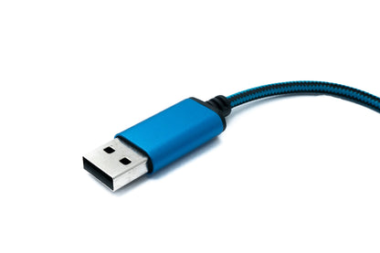 SYSTEM-S Audio USB Cable 20 cm 3.5 mm jack socket to 2.0 Type A plug AUX braided blue