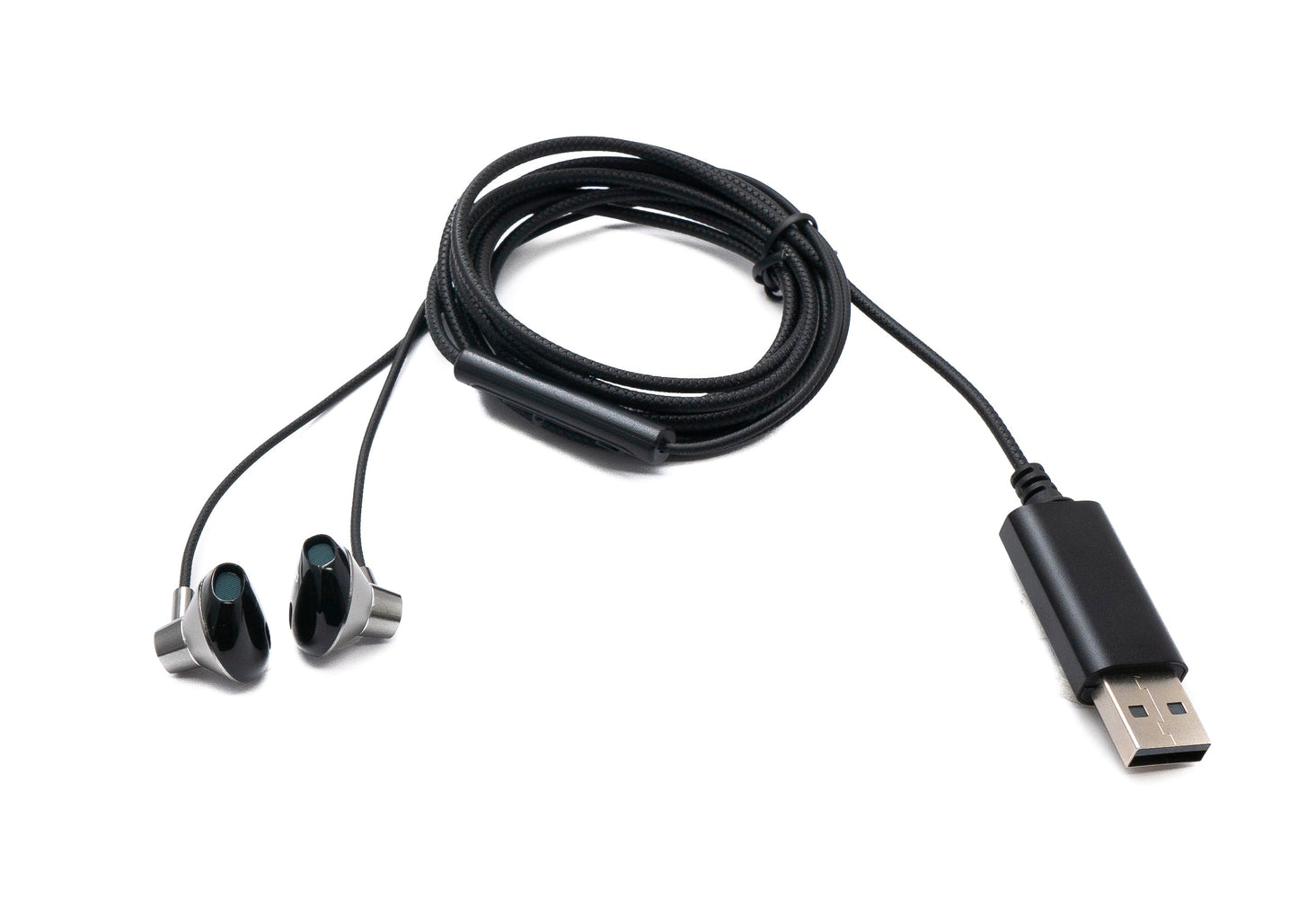 SYSTEM-S Stereo In-Ear Noise Cancelling Headphones 2 m USB 2.0 Volume Control Microphone Bag Grey