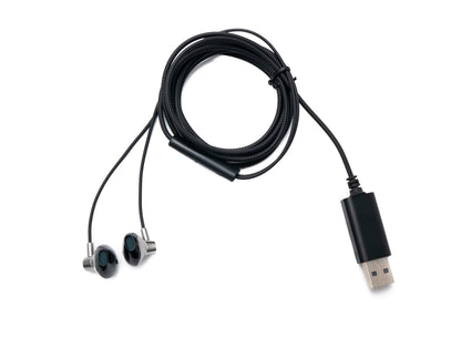 SYSTEM-S Stereo In-Ear Noise Cancelling Headphones 2 m USB 2.0 Volume Control Microphone Bag Grey