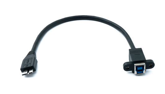 SYSTEM-S USB 3.0 Kabel 30 cm Micro B Stecker zu Typ B Stecker Panel Mount