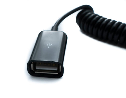 SYSTEM-S USB 2.0 Kabel 80 cm Typ A Buchse zu Buchse Spirale ausziehbar in Schwarz