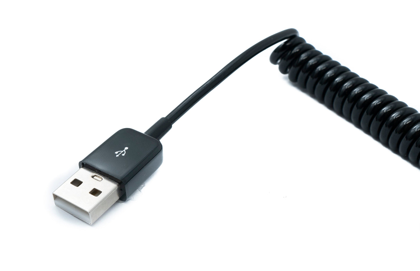 SYSTEM-S USB 2.0 Kabel 90 cm Typ A Stecker zu Buchse Spirale ausziehbar in Schwarz