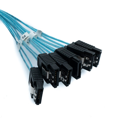 SYSTEM-S SFF-8087 Kabel 100 cm 6x SATA 7 Pin Stecker zu 6x Stecker für RAID Festplatte Motherboard