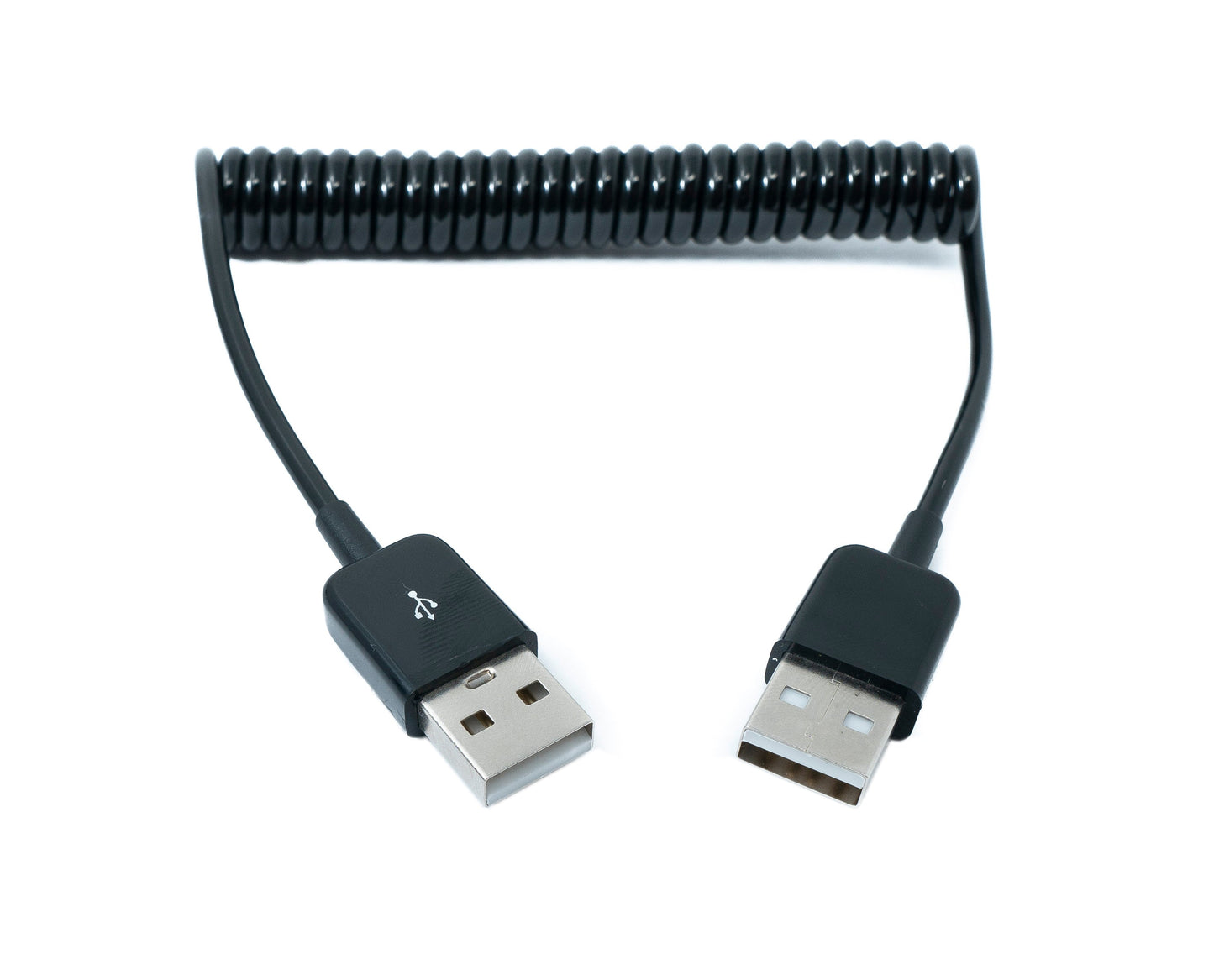 SYSTEM-S USB 2.0 cable 90 cm Type A male to male spiral extendable in black