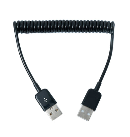 SYSTEM-S USB 2.0 cable 90 cm Type A male to male spiral extendable in black