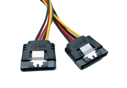 SYSTEM-S Y SATA Kabel 20 cm 15 Pin Stecker zu 2x Buchse Splitter Snug Fit für SSD Festplatte