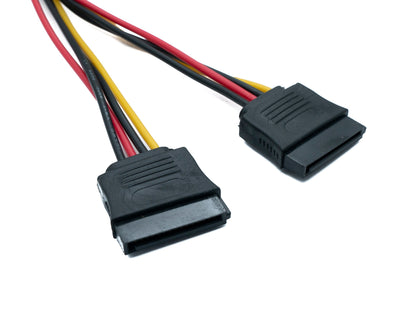 SYSTEM-S Y SATA Kabel 20 cm 15 Pin Stecker zu 2x Buchse Splitter für SSD Festplatte