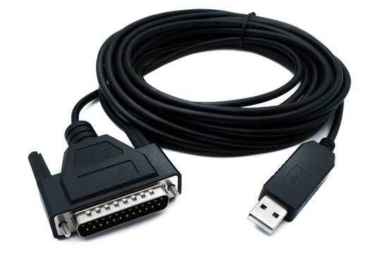 SYSTEM-S DB25 Kabel 5 m RS232 IEEE 1248 Stecker zu USB 2.0 Typ A Stecker