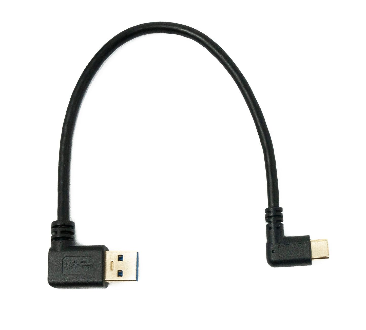 SYSTEM-S USB 3.1 Kabel 25 cm Typ C Stecker zu 3.0 Typ A Stecker Left Angled Winkel