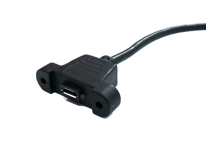 SYSTEM-S USB 3.1 Kabel 50 cm Typ C Stecker zu 2.0 Micro B Buchse 5 Pin Panel Mount 28 mm